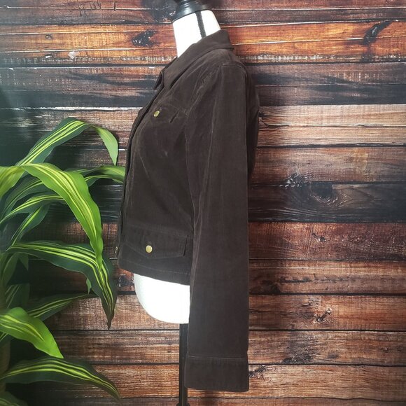 Jones New York M Brown Corduroy Jacket Button Front Stretch - Picture 6 of 12